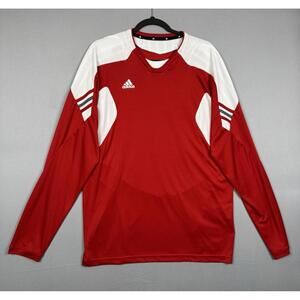 Adidas Red & White Shirt Mens Large Long Sleeve Performance Soccer Athletic 2010